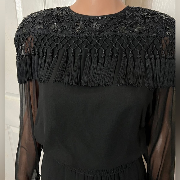 Diane Freis 2 Piece 100% Silk Tassels Blinged Top with 2 layers Flared Skirt - Picture 14 of 14